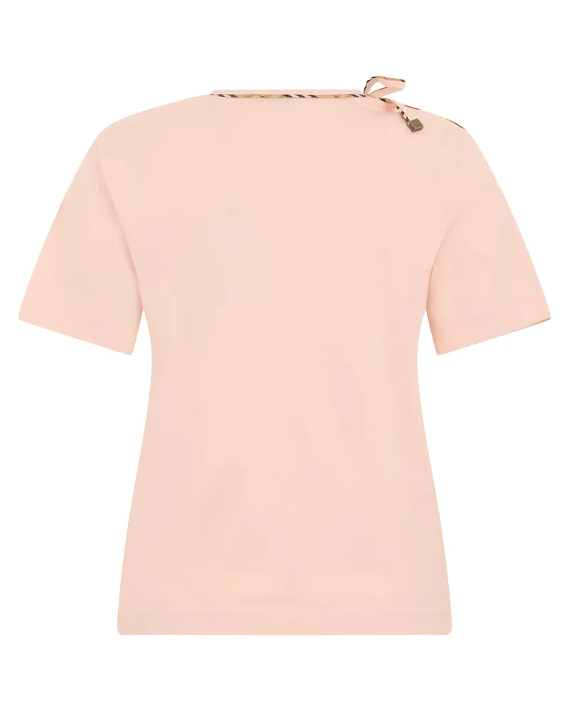 Burberry Women T-Shirt With Tartan Detail, Compact Pink Cotton T-Shirts & Jerseys Pink