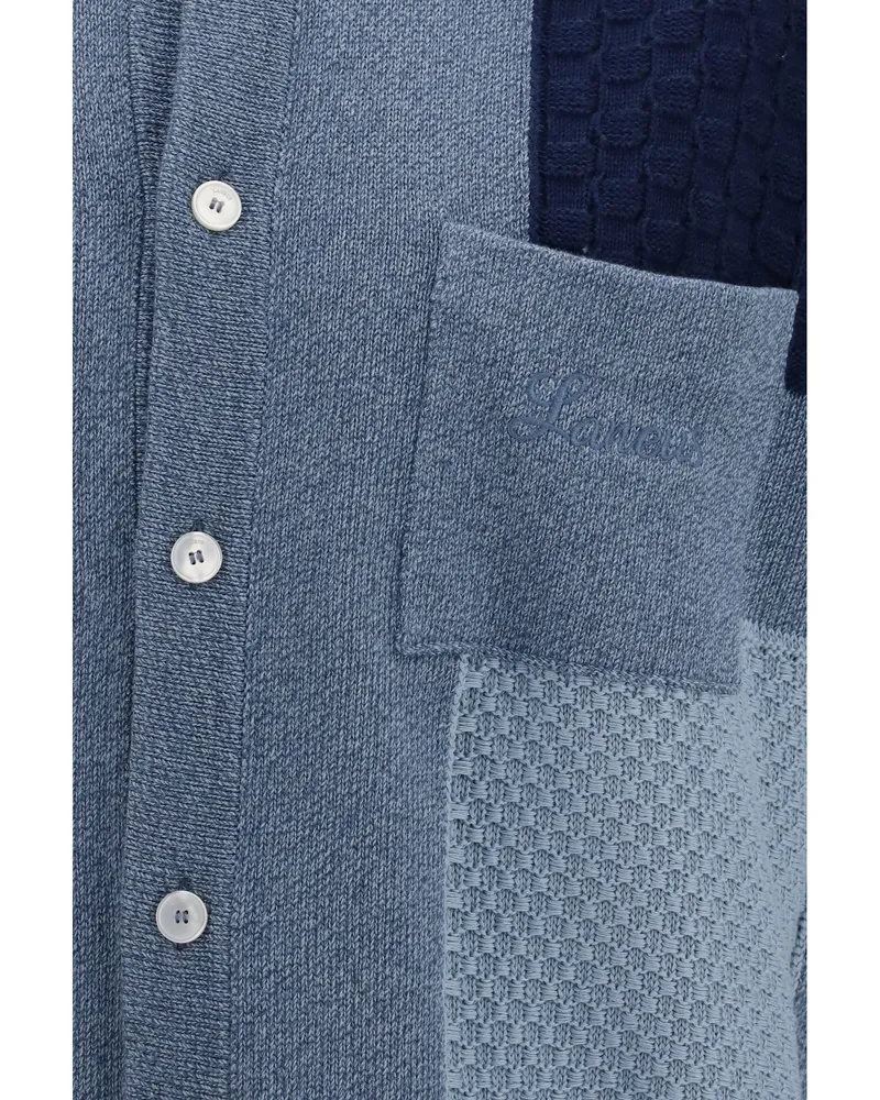 Laneus Men's Short-Sleeve Cardigan Denim Blue Blue-Blue Cotton Shirt Blue/blue Blue