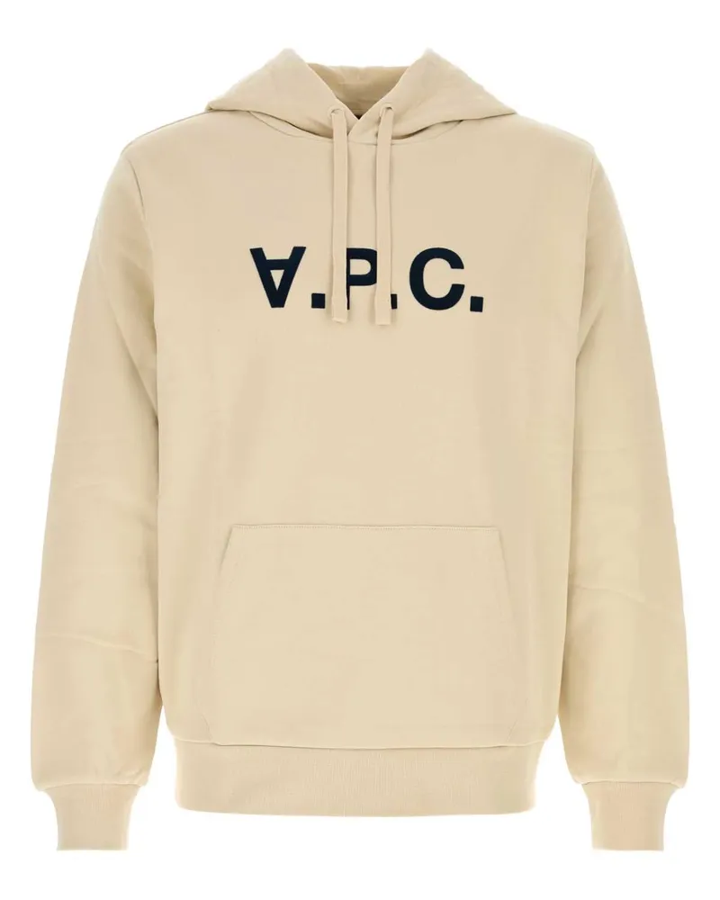 A.P.C. Logo-Embroidered Stretch Cotton Sweatshirt — Beige Beige