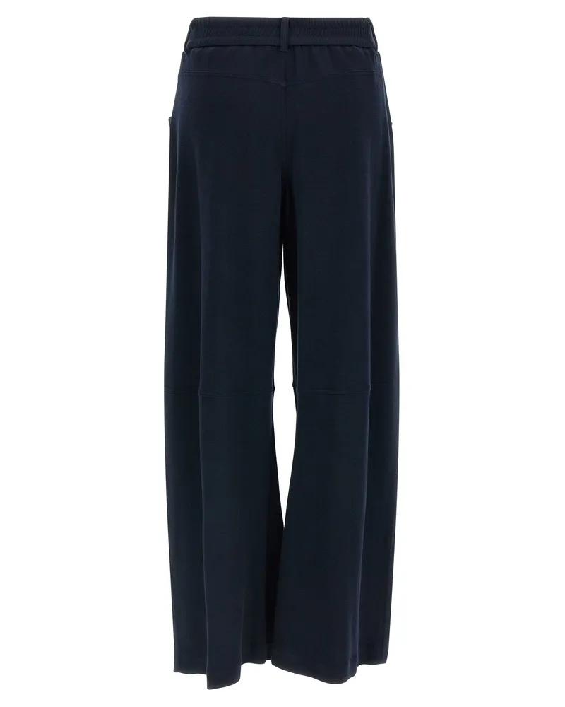 Brunello Cucinelli Cotton-Silk Blend Trousers — Navy Navy