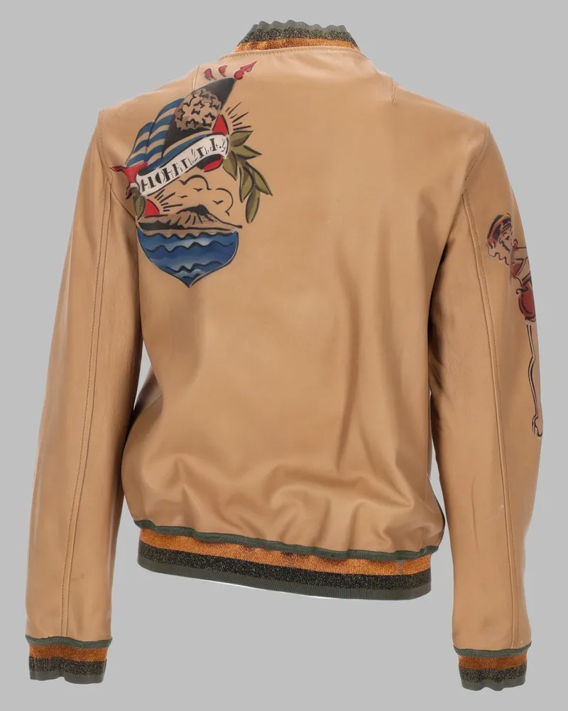 Mr & Mrs Italy Leather Jacket — Beige Beige
