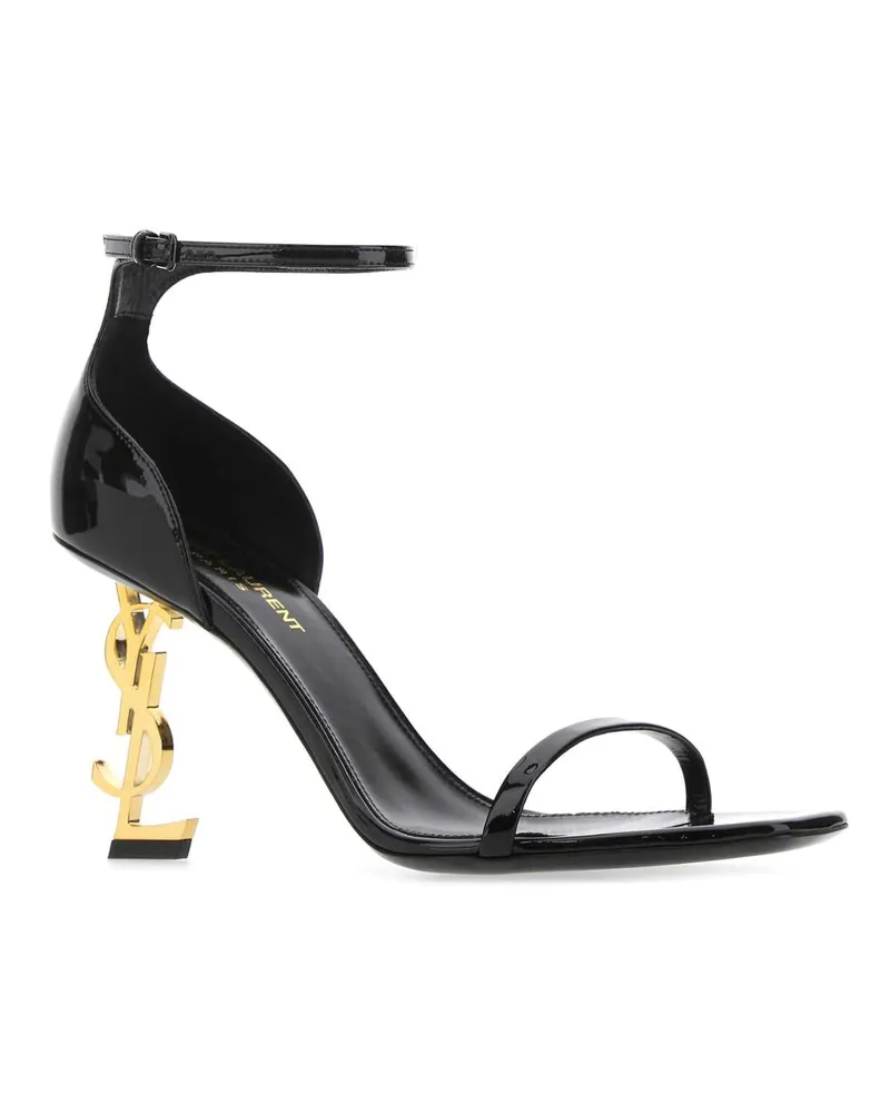 Saint Laurent Women's Black Leather Opyum 85 Sandals Nero Scarpe Con Tacco High Heel Shoes Black