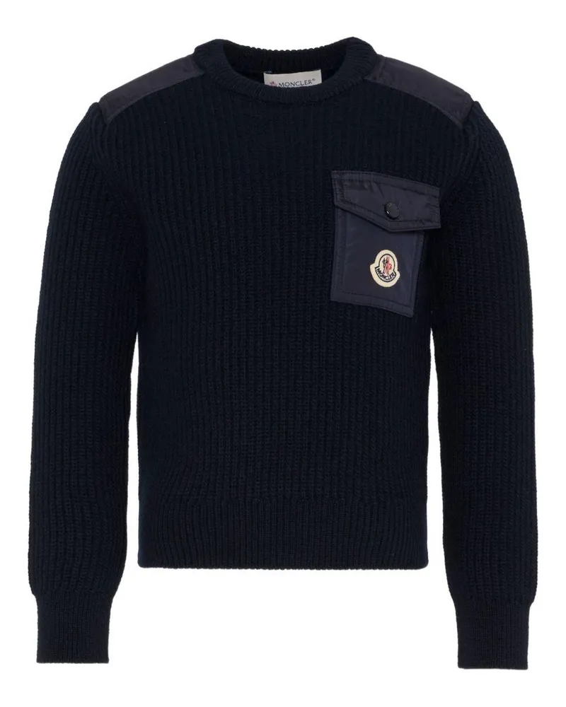 Moncler Boys' Enfant Sweater Blue Virgin Wool Navy
