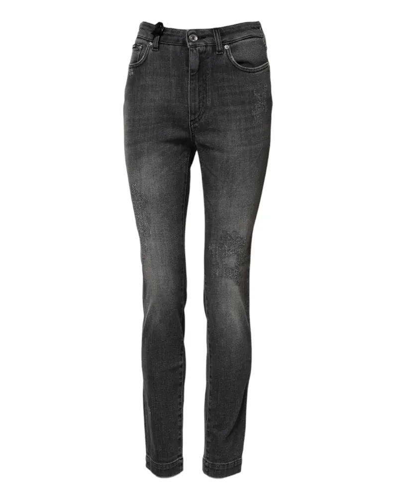 Dolce & Gabbana Women's Dark Gray Audrey Cotton Skinny Denim Jeans Elastane Clothing Gray