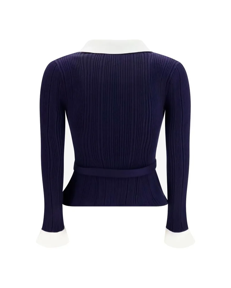 Self-Portrait Women Blue Polyamide Cardigan Clothing Navy