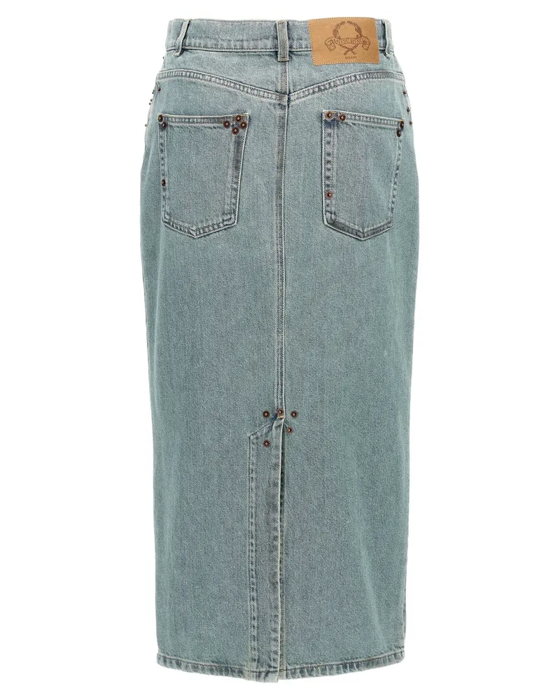 Moschino Women's Blue Cotton Midi Skirt Blue