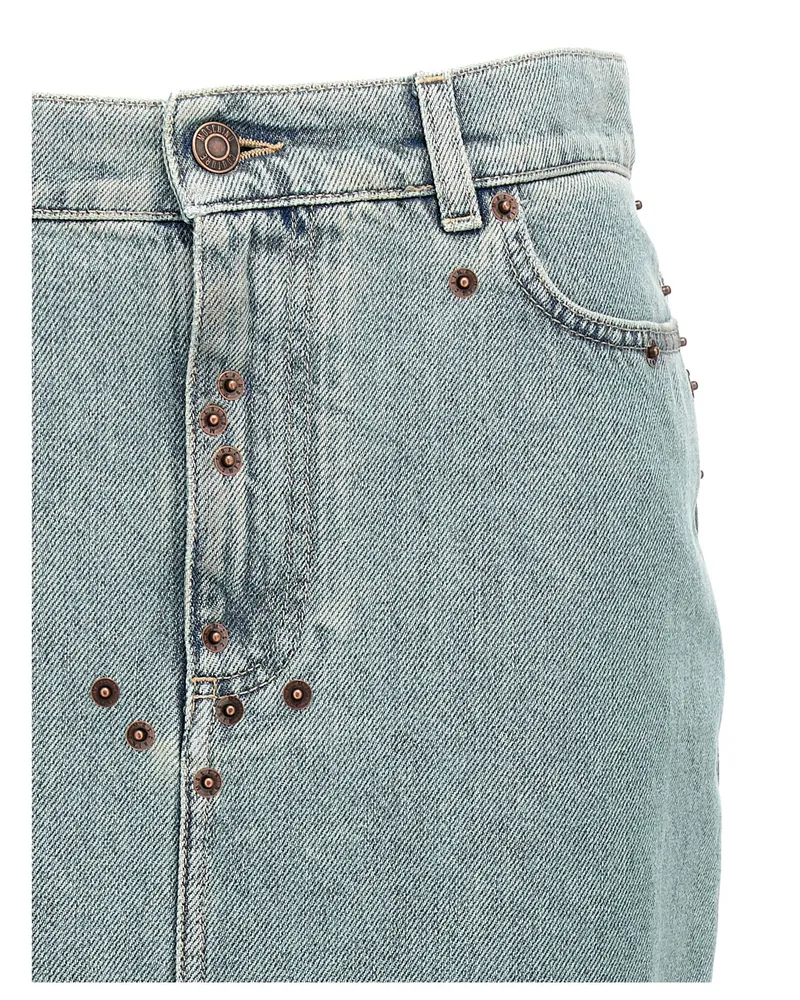 Moschino Women's Blue Cotton Midi Skirt Blue