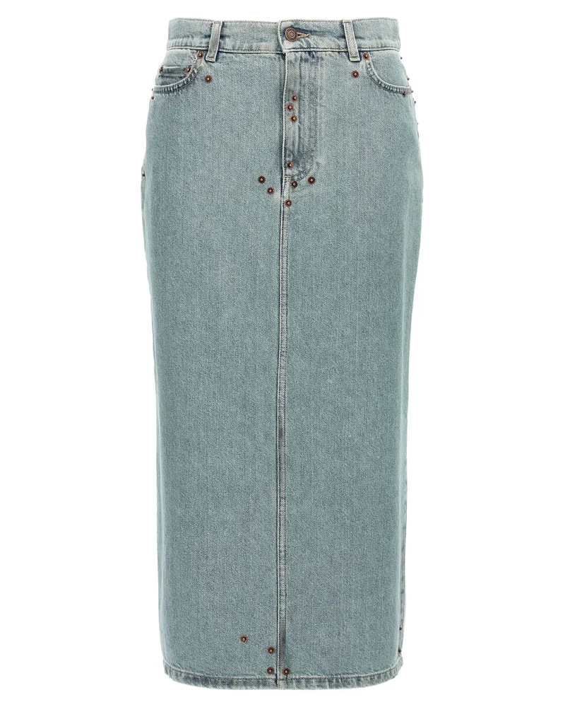 Moschino Rivet-Embellished Denim Skirt — Blue Blue