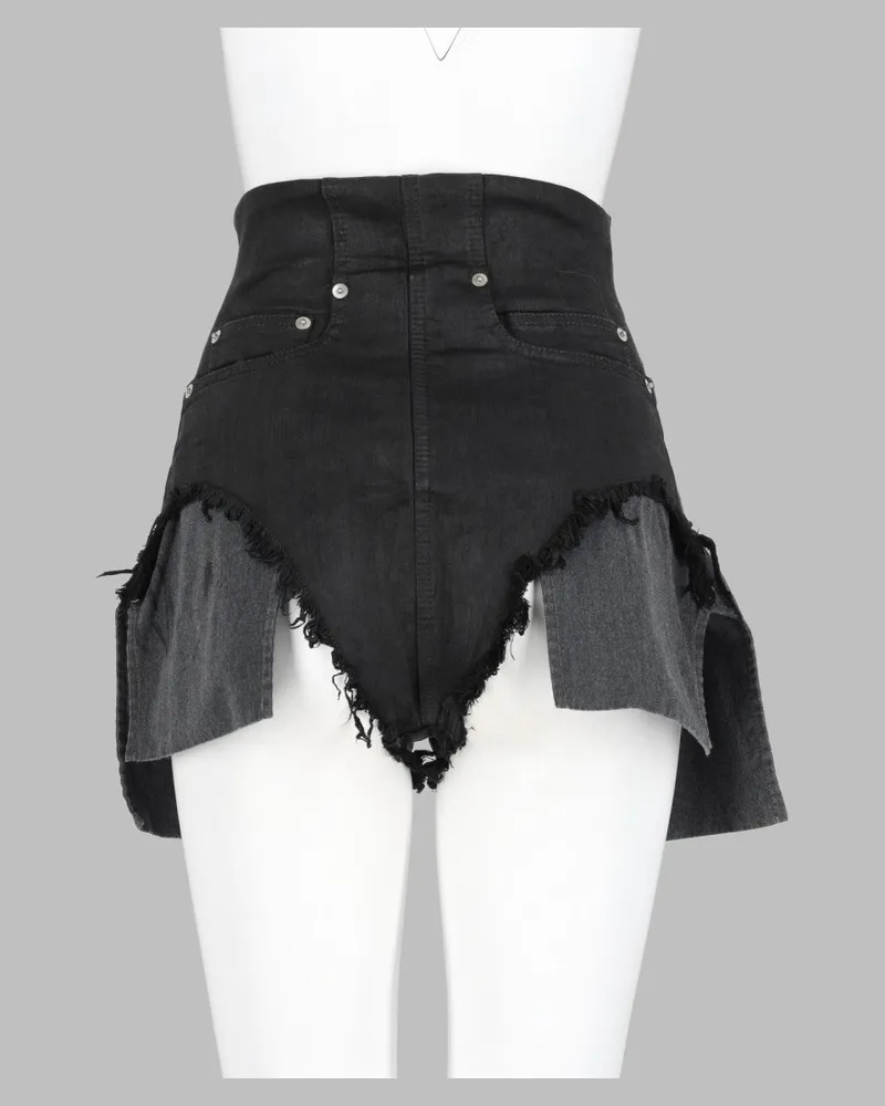 DRKSHDW by Rick Owens Dirt Cutoffs Denim Shorts — Black Black
