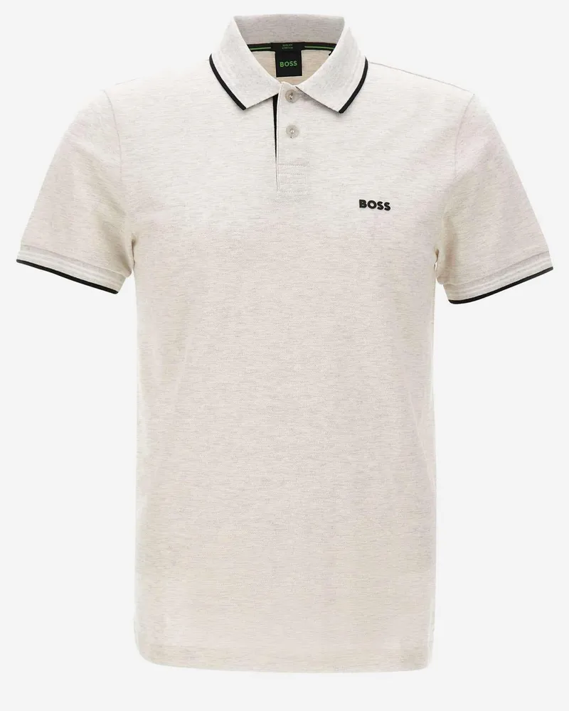 HUGO BOSS Men's Polo Shirt Light Grey Cotton T-shirts And Polos Gray