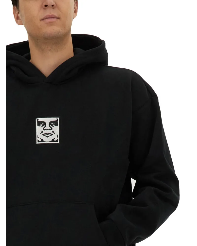 Obey Printed Cotton Sweatshirt — Black Black
