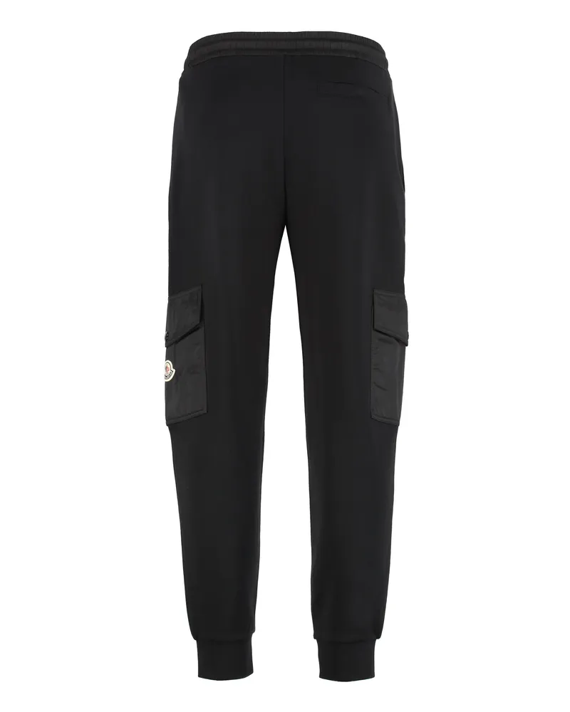 Moncler Cargo Cotton-Blend Joggers — Black Black