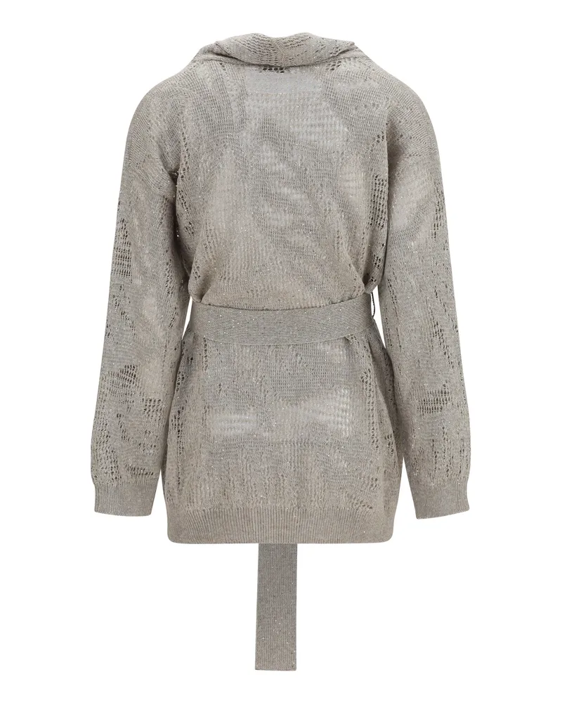 Brunello Cucinelli Women's Cotton And Linen Cardigan Beige Freddo Linen; Sweater Beige