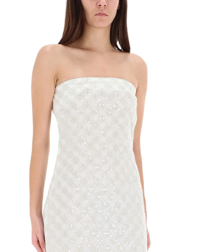 ROTATE Birger Christensen Bead-Embellished Dress — White White