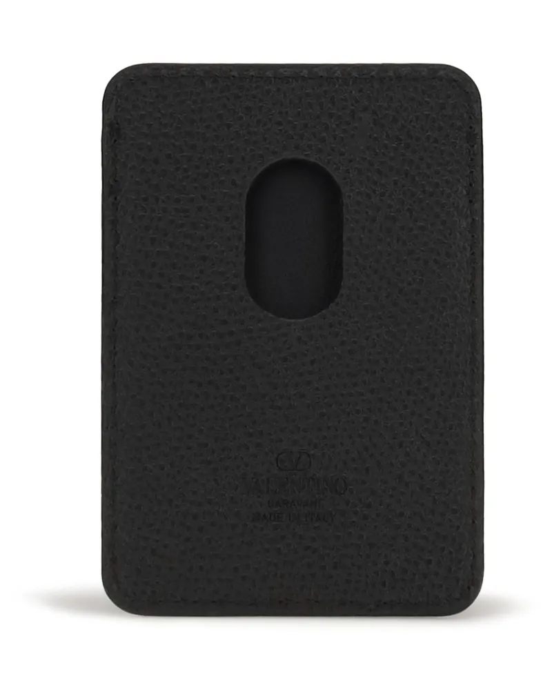 Valentino Garavani Women's Vlogo Signature Magnetic Card Holder Nero Calf Leather Bos Taurus Wallet Black