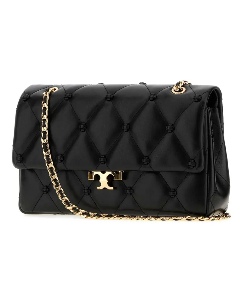 Tory Burch Bunny Knot Leather Shoulder Bag — Black Black