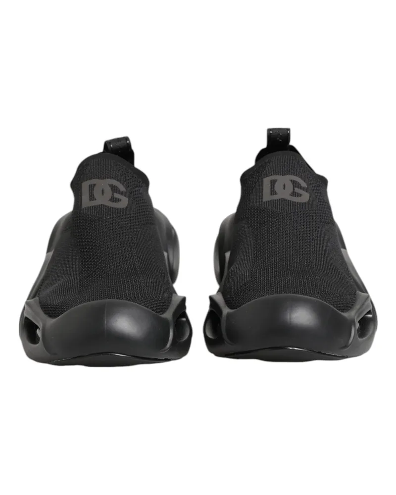 Dolce & Gabbana Men's Black Slip On Wave Low Top Sneakers Shoes Polyester Viscose Black