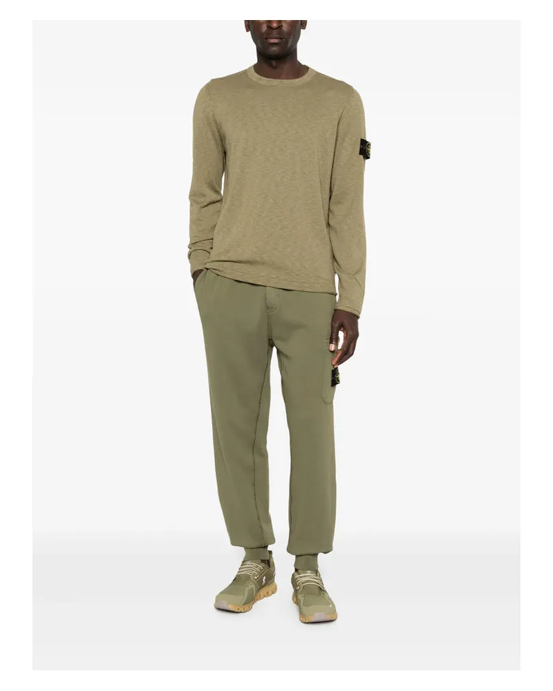 Stone Island Logo-Patch Crew Neck Sweater — Green Green
