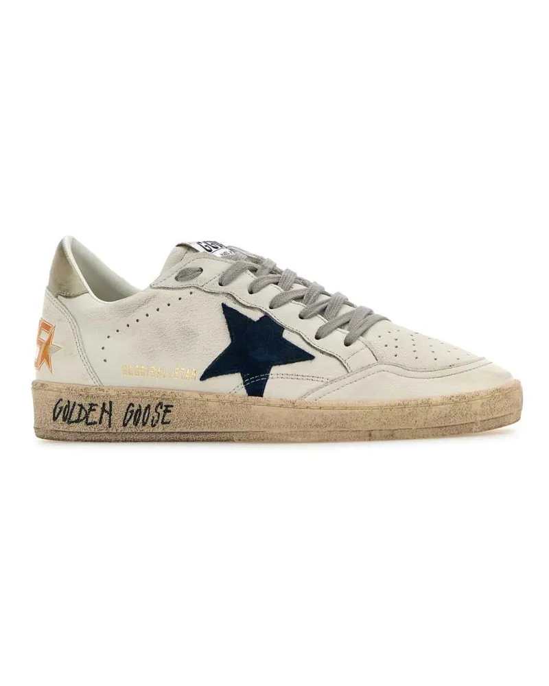 Golden Goose Men's White Leather Ball Star Sneakers Whiteblueice White