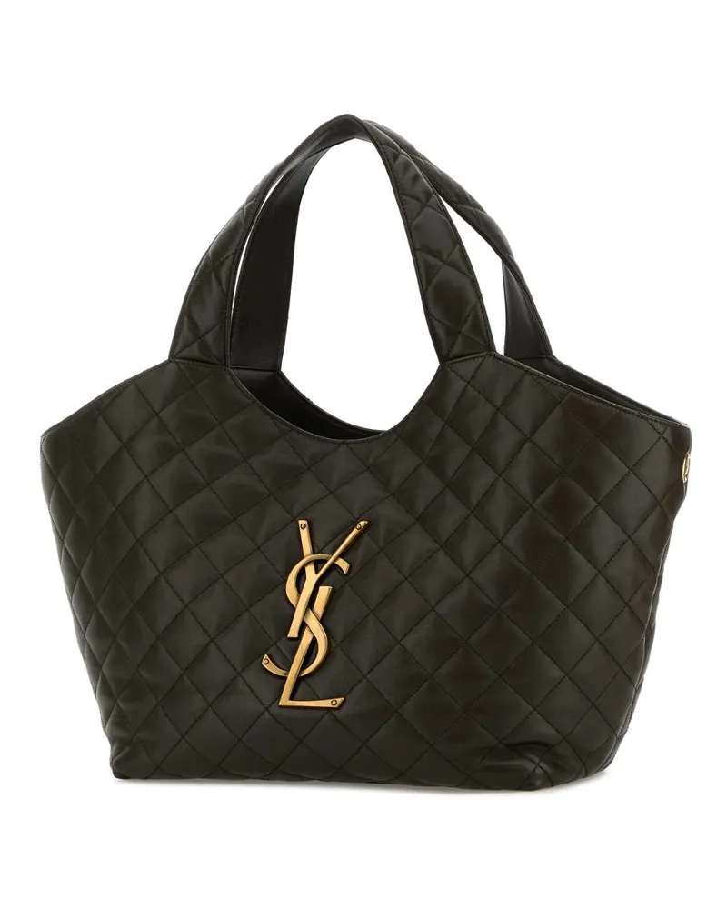 Saint Laurent Women's Charcoal Nappa Medium Icare Shopping Bag Lightmusk Borse A Mano Black