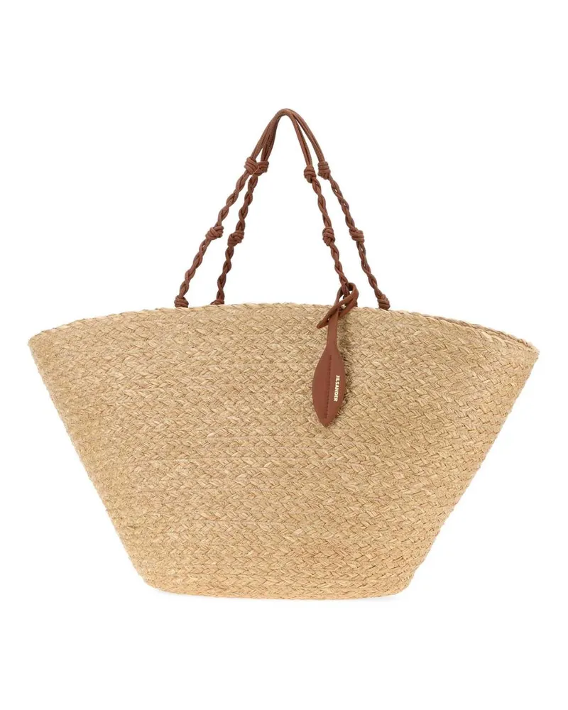 Jil Sander Women's Raffia Large Tangle Bucket Bag 918 Exterior: Borse A Secchiello Beige