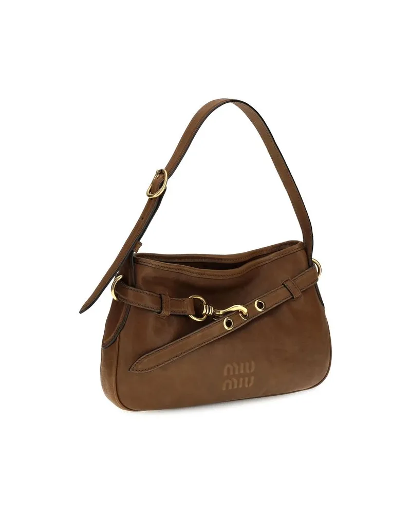 Miu Miu Lambskin Leather Shoulder Bag — Brown Brown