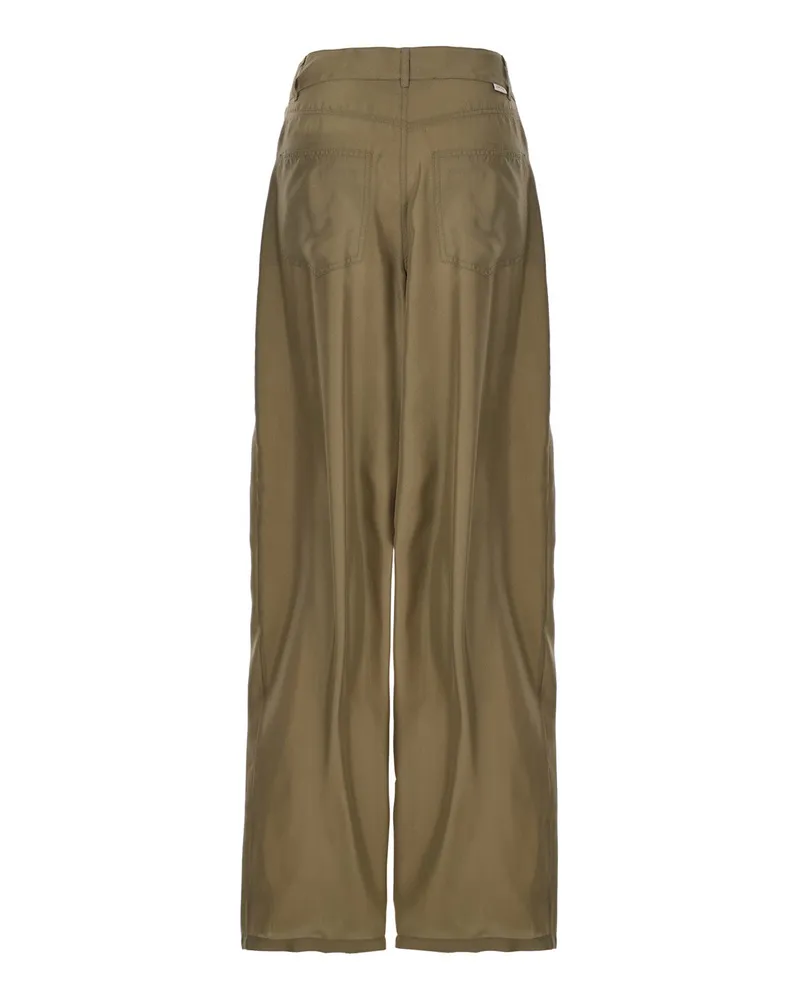 Jucca Women's Green Silk Pants With Belt Loops Trousers Green
