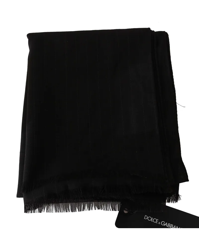 Dolce & Gabbana Men's Dark Gray Virgin Wool Striped Pattern Wrap Scarf Clothing Gray