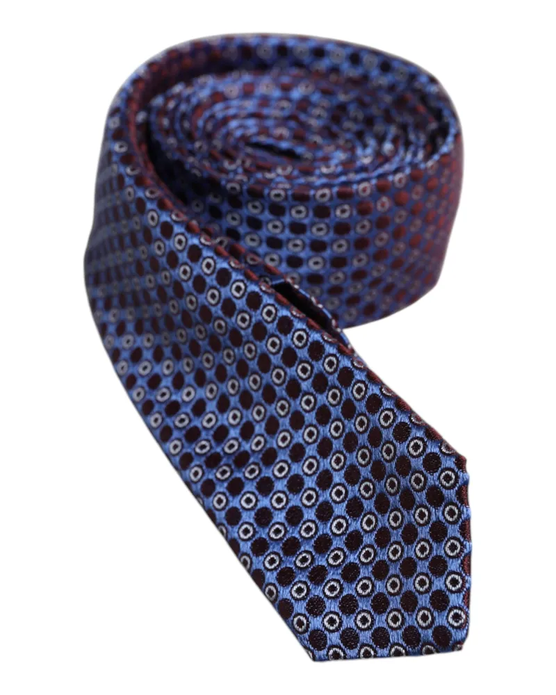 Dolce & Gabbana Men's Multicolor Circles Silk Adjustable Necktie Tie Blue