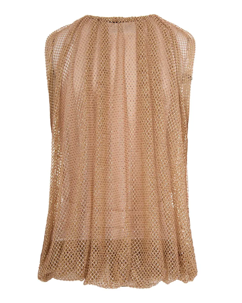 SPORTMAX Women's Mesh Top With Crystals Camel Main: Polyester Tops Camel