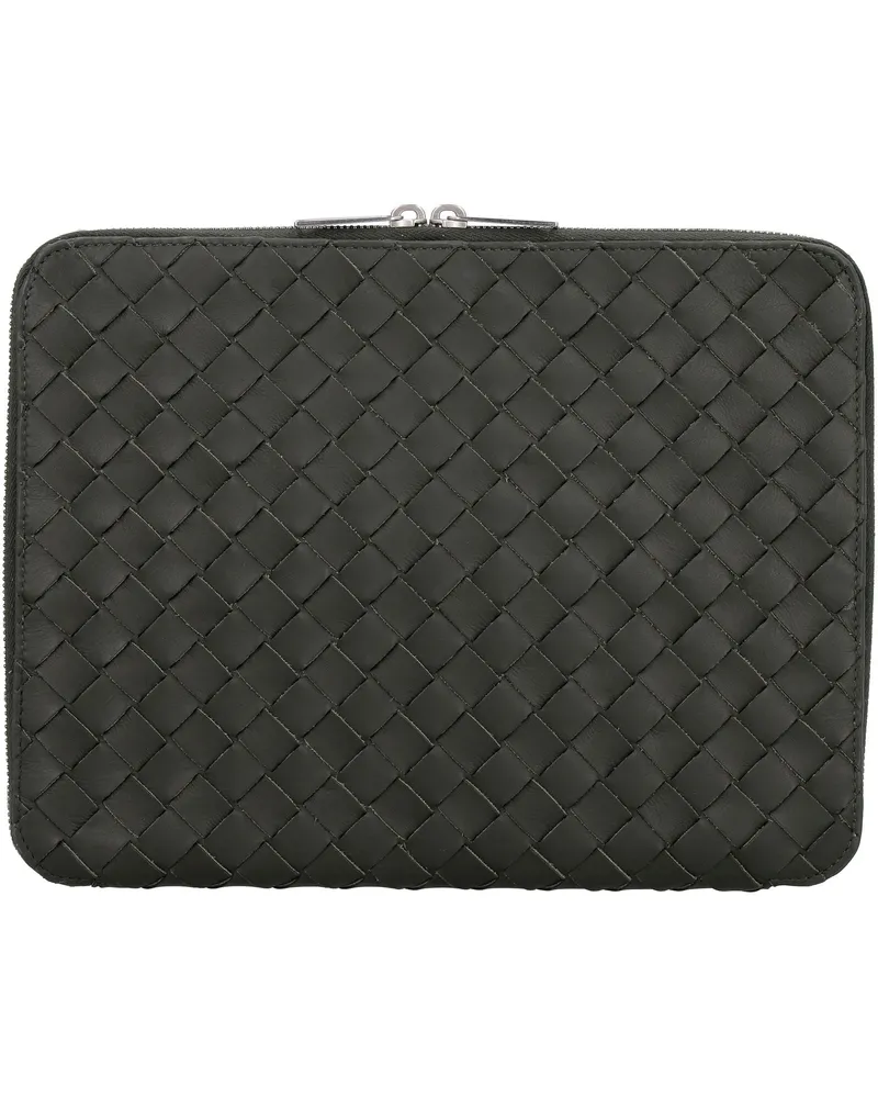 Bottega Veneta Men's Intrecciato Hydrology Document Case Pouch Green Calf Clutch Bags Green