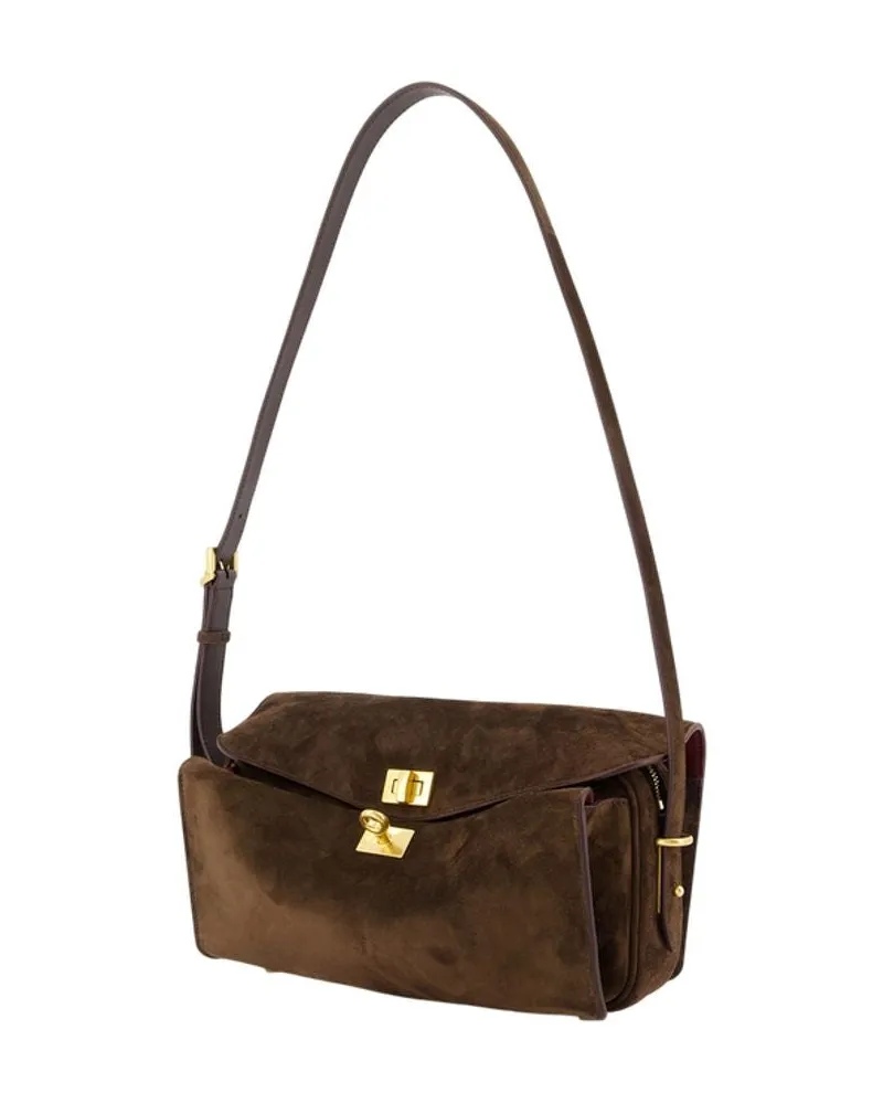 Balenciaga Women's Paris M Shoulder Bag -  Suede Brown Shoulder-Hobo-Bags Brown