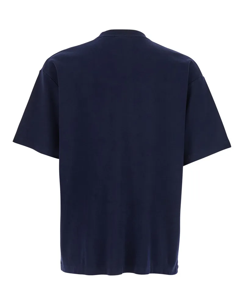 Drôle de Monsieur Slogan-Printed Cotton T-Shirt — Navy Navy