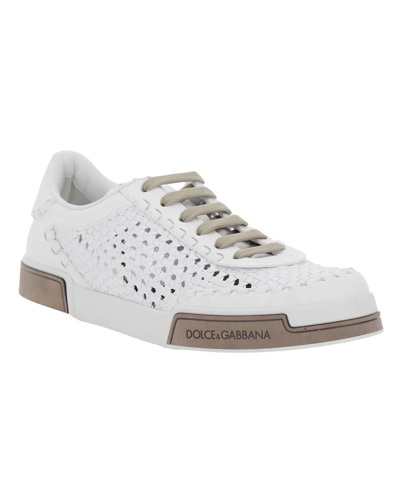 Dolce & Gabbana Men's White Sneakers With Mesh Inserts Goat Leather Trainers White