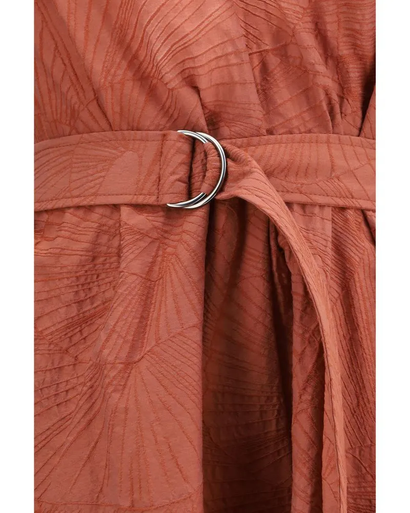 Brunello Cucinelli Floral Cotton Midi Dress — Orange Orange