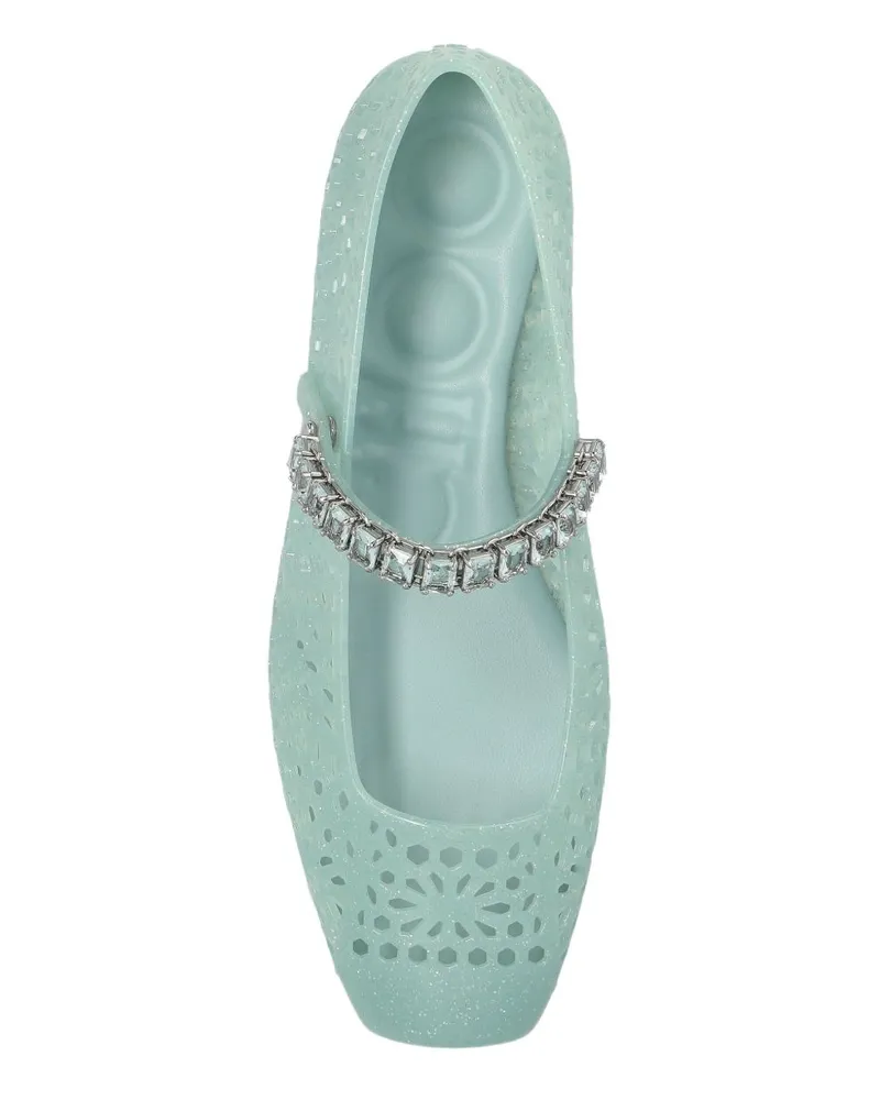 Jimmy Choo Rhinestone-Embellished Jelly Ballet Flat — Mint Green Mint