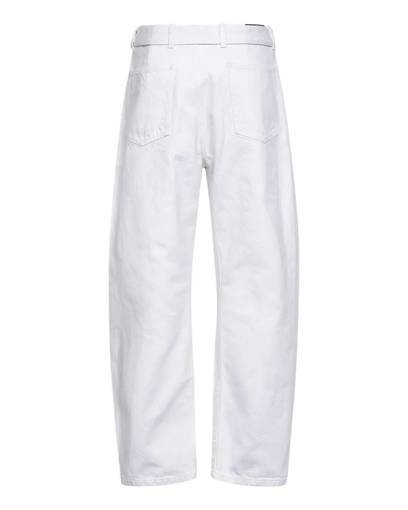 Christophe Lemaire Women Denim Trousers Twisted Belted Milk White Cotton Jean White