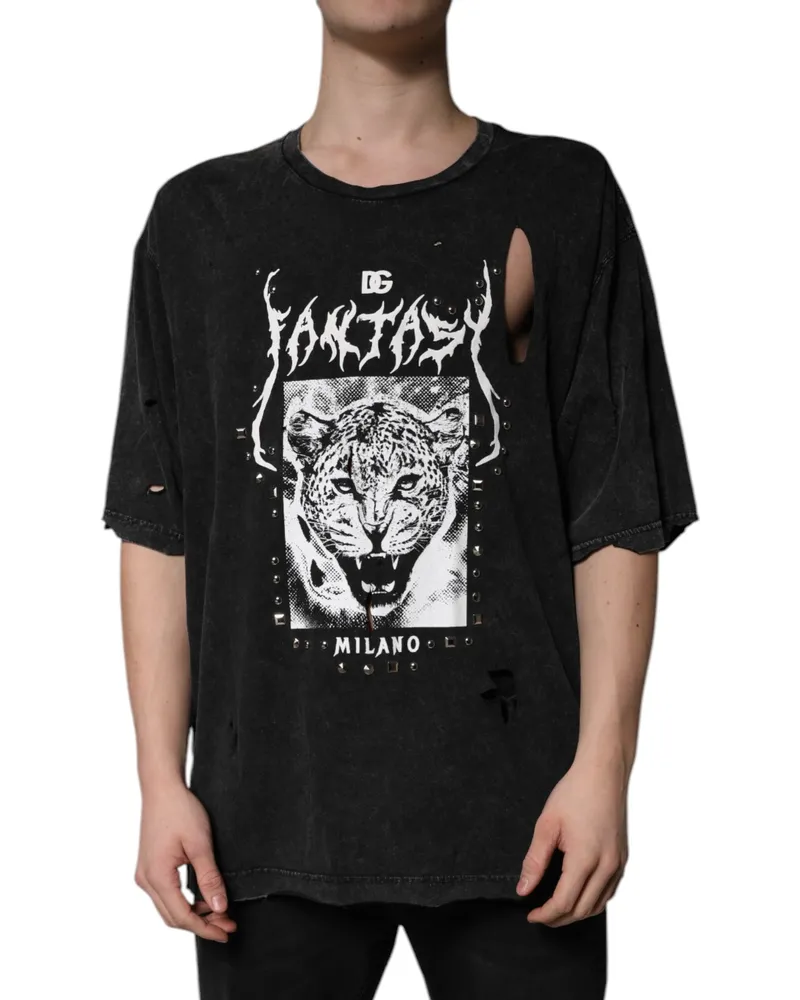 Dolce & Gabbana Graphic Print Cotton T-Shirt — Black Black