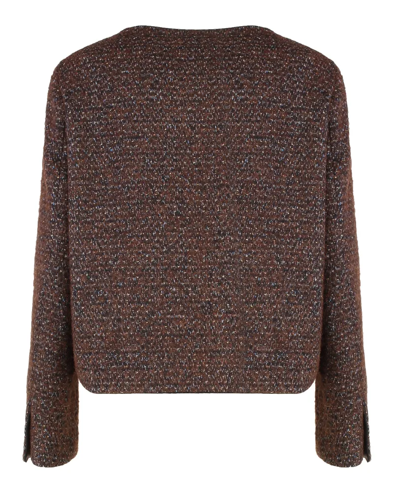 ASPESI Women's Elegant Brown Short Jacket Acrylic Brown