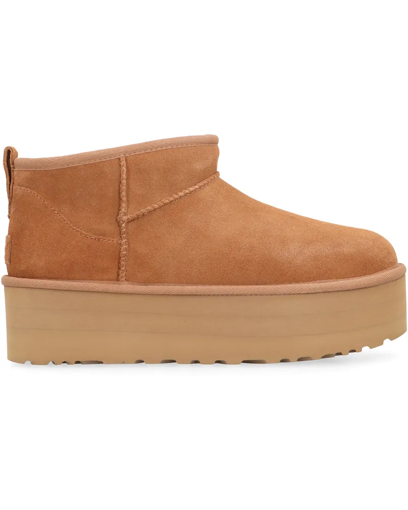 UGG Women's Classic Ultra Mini Platform Boots Camel Wool Camel