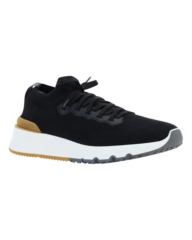 Brunello Cucinelli Men's Cotton Sneakers Nero+nero Upper: Cotton; Sole: Rubber Nero+nero