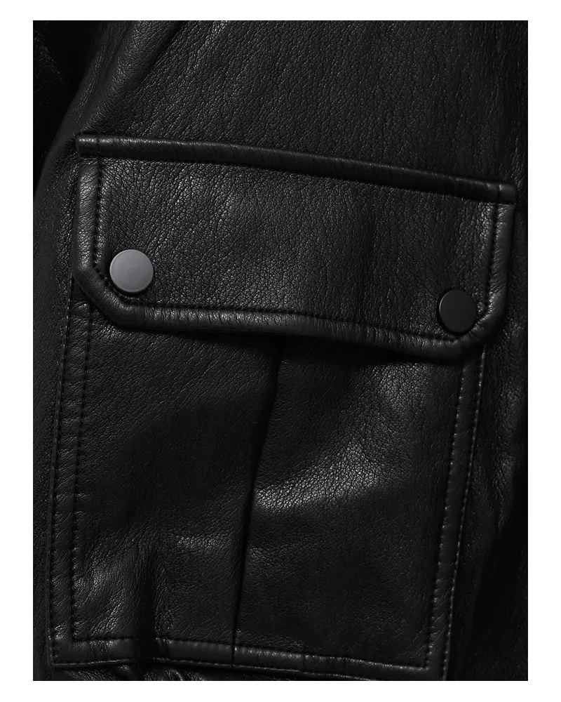 FRANKIE Shop Faux Leather Biker Jacket — Black 