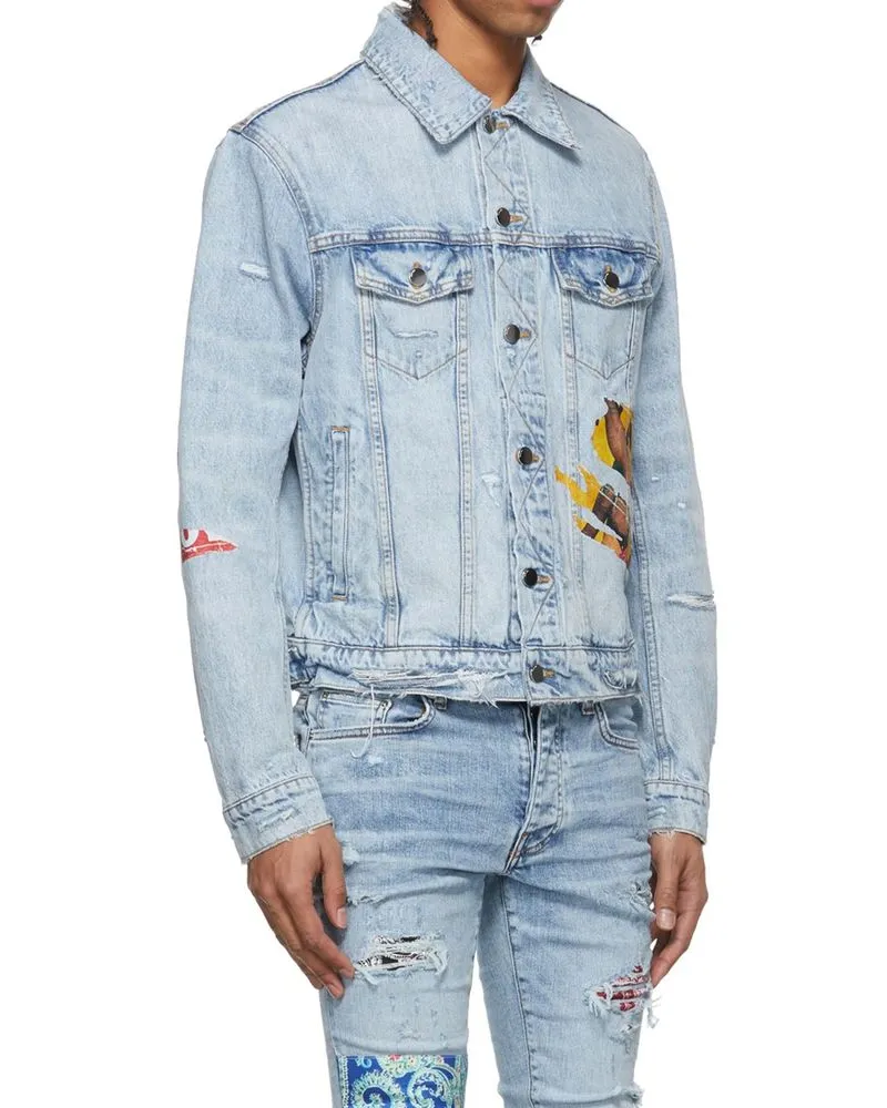 Amiri Men Blue Cotton Denim Jacket Clothing Blue