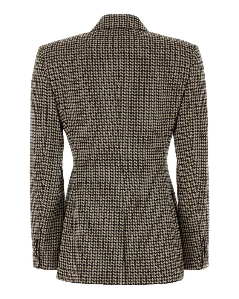 Max Mara Women's Embroidered Viscose Blend Blazer Dis.pied De Poule Nero-Khaki-Blush Exterior: Virgin Wool Giacche E Gilet Nero/khaki/blush Jacket Gray