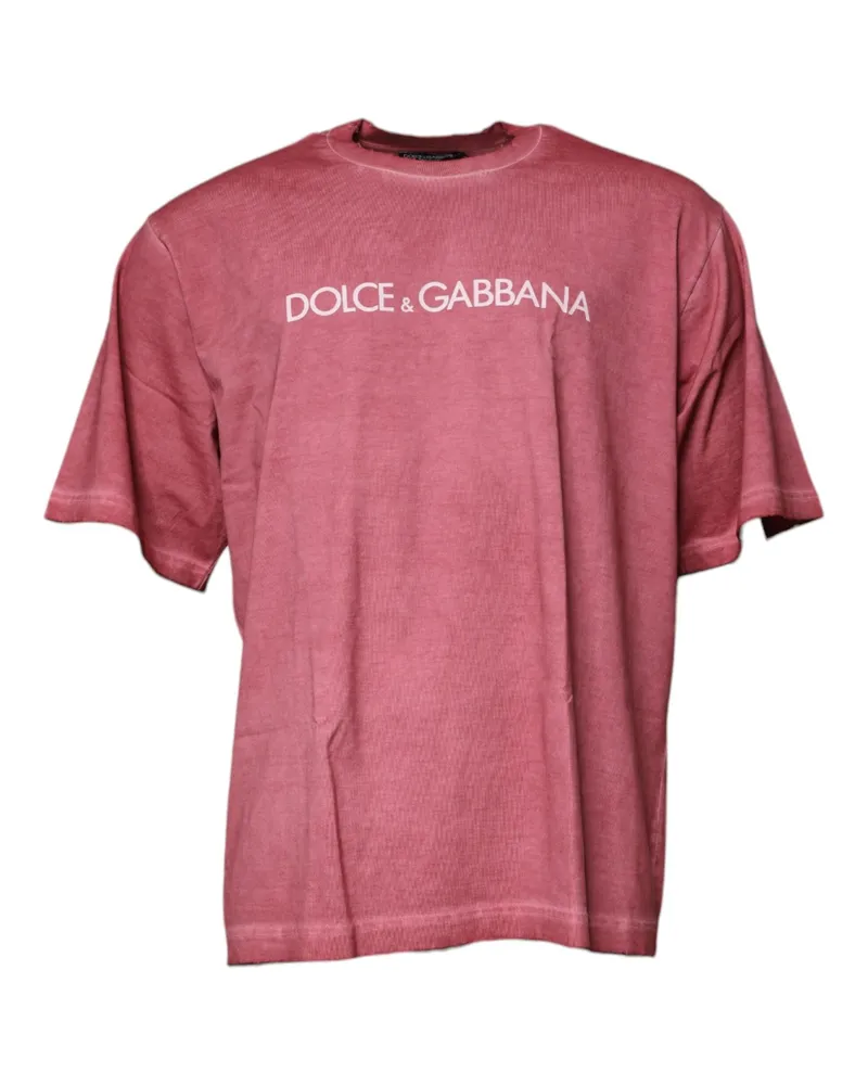Dolce & Gabbana Logo-Print Cotton T-Shirt — Pink Pink