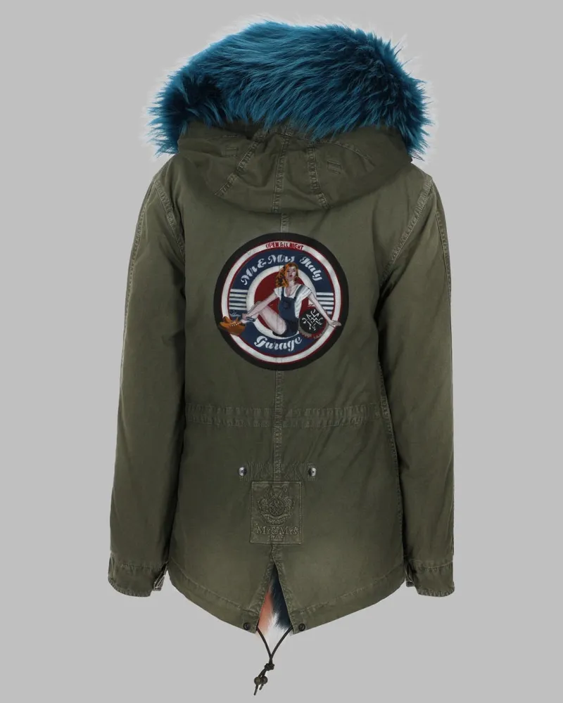 Mr & Mrs Italy All-over Print Cotton Parka — Green Green