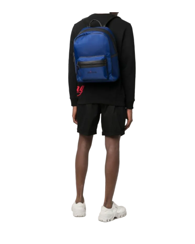 Kiton Men's Logo-Print Zip-Up Backpack Ss22 W Blue