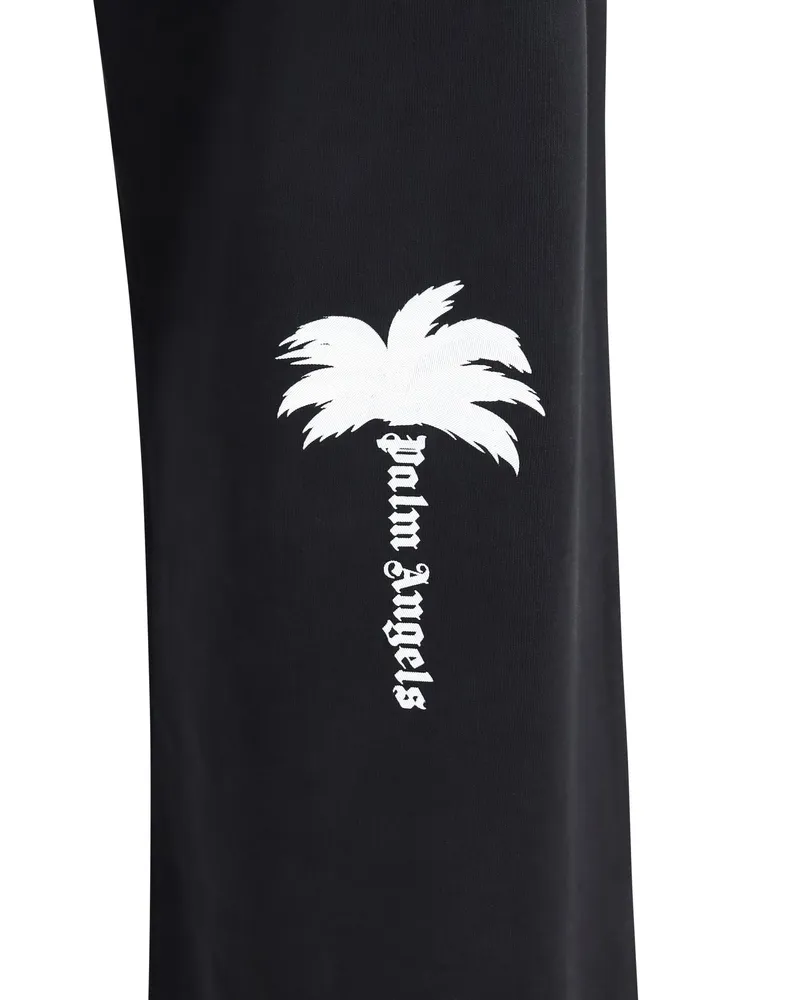 Palm Angels Palm Tree-Embroidered Cotton Sweatpants — Black Black