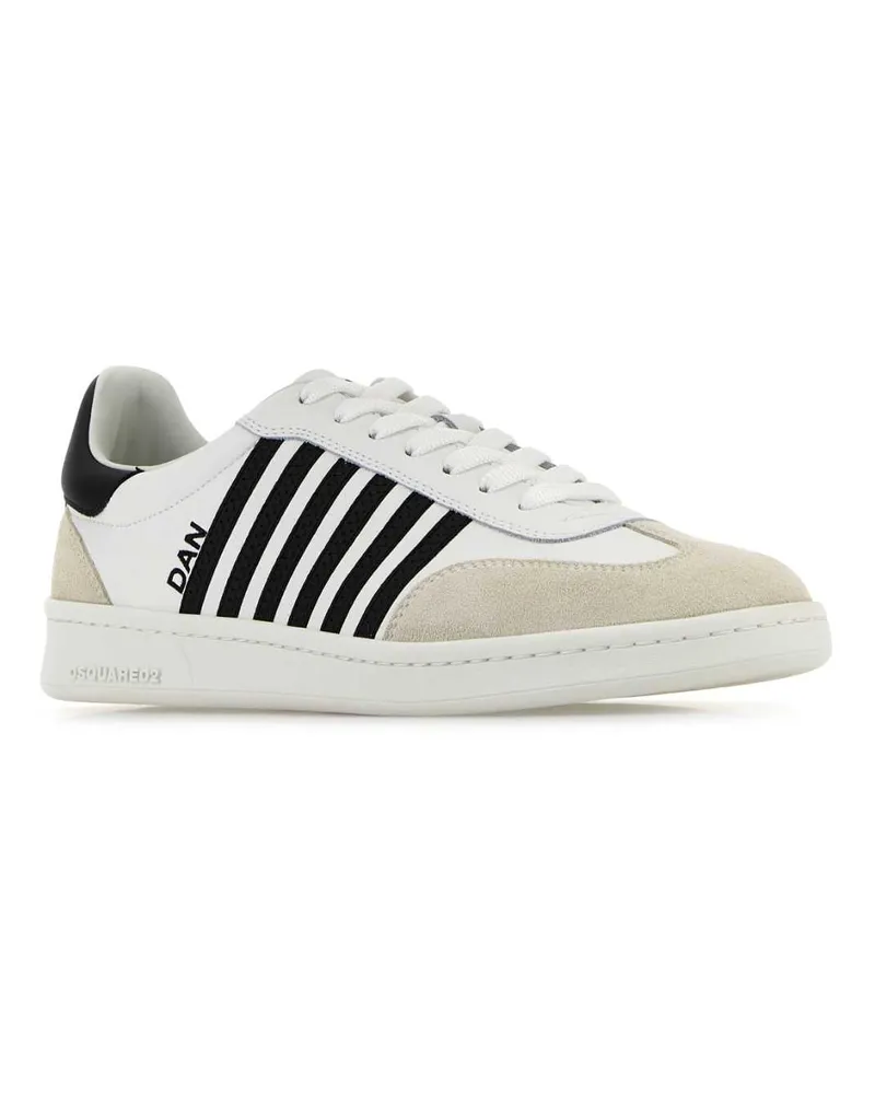 Dsquared2 Men's White Leather Boxer Sneakers Whiteblack White
