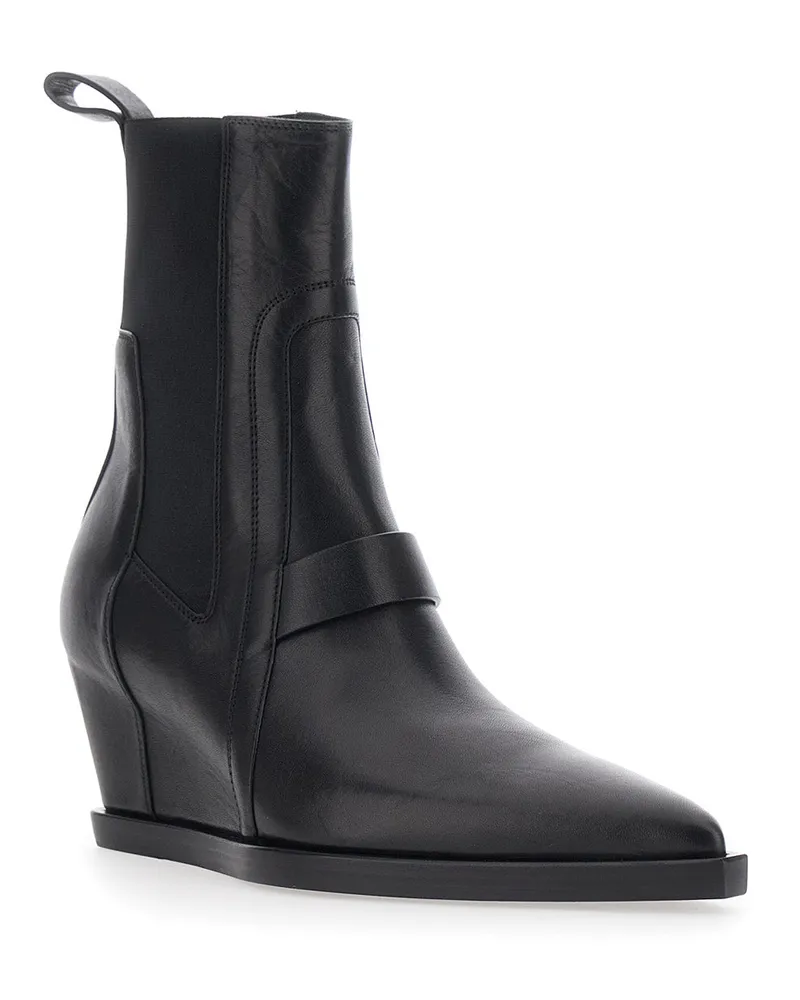 Rick Owens Women's Ankle Boots Sharp Wedge Sliver Leather Black Black